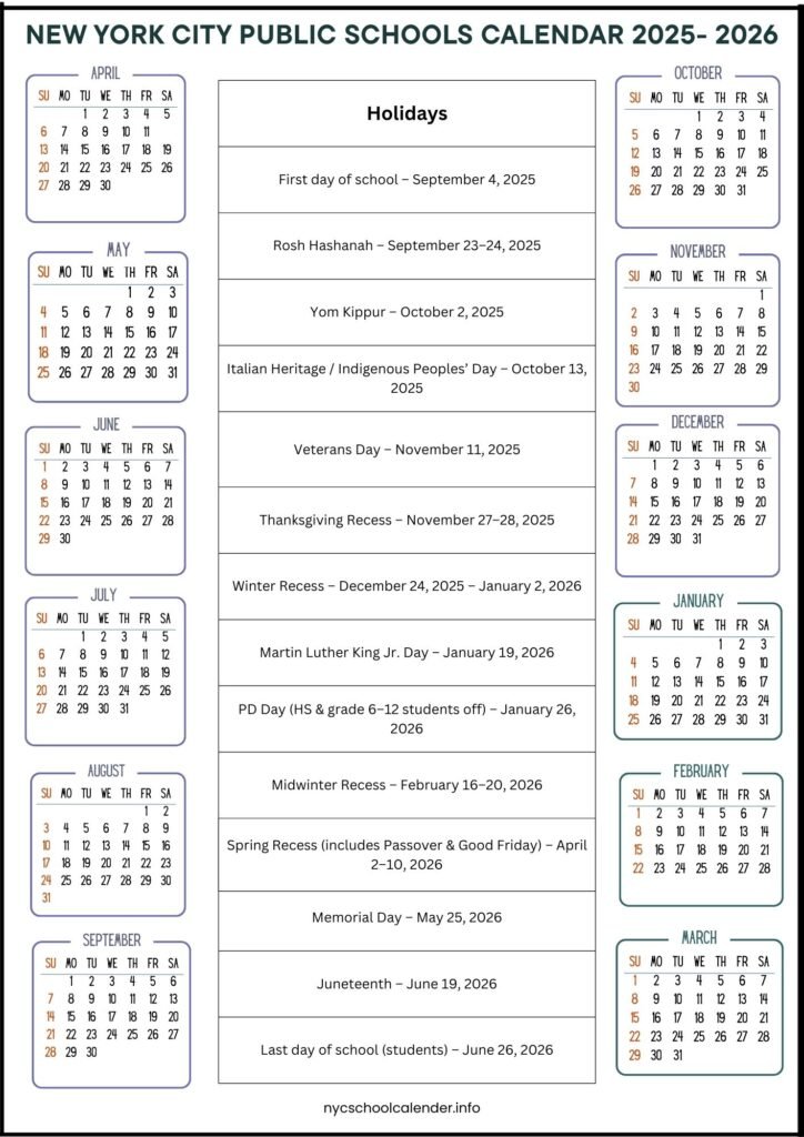 Nyc Public Schools Calendar 2026 27