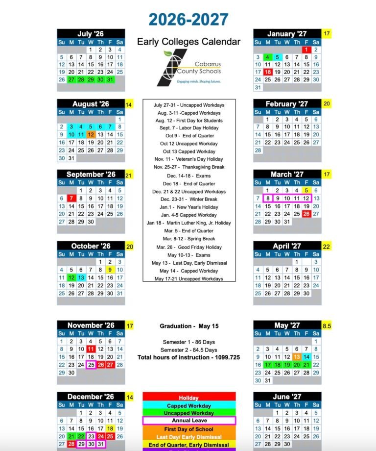 Cabarrus County Schools Calendar 2026 27