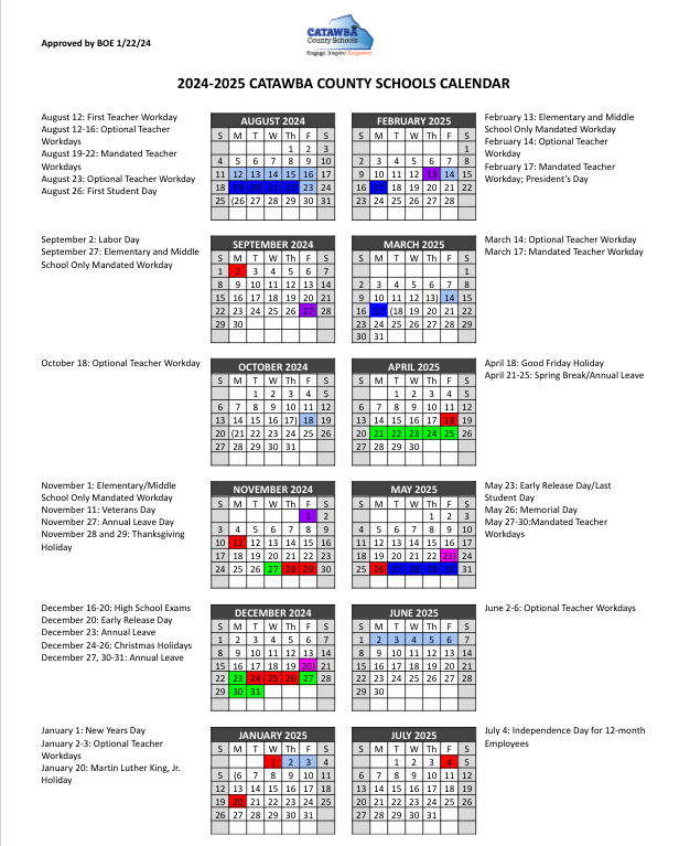 Catawba County Schools Calendar 2026