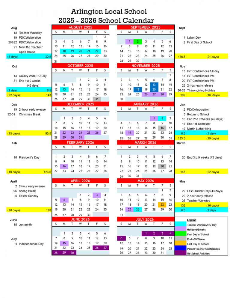Arlington Public Schools Calendar 26 27
