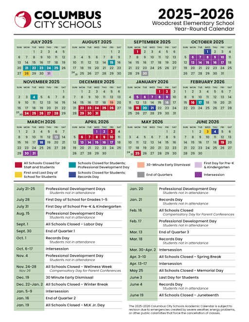 Columbus City Schools Calendar 26 27