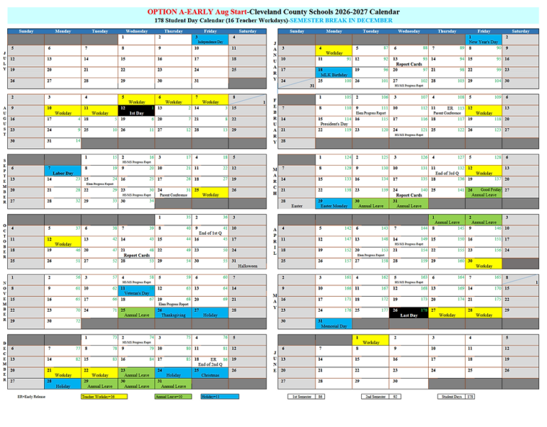 Cleveland County Schools Calendar 26 27