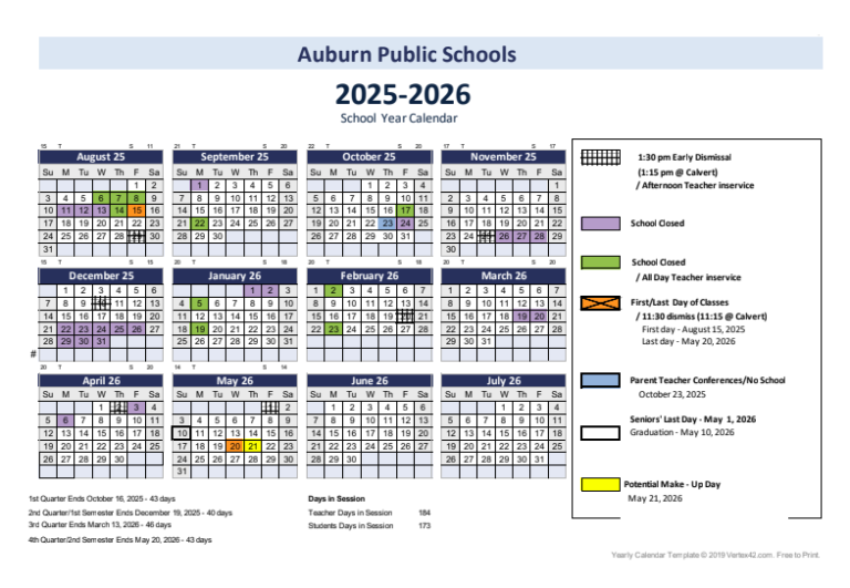Auburn City Schools Calendar 26 27