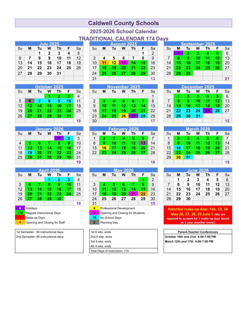 Caldwell County Schools Calendar 26 27