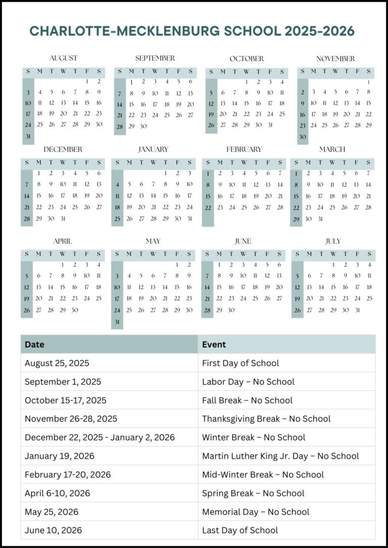 Charlotte Mecklenburg Schools Calendar 26 27