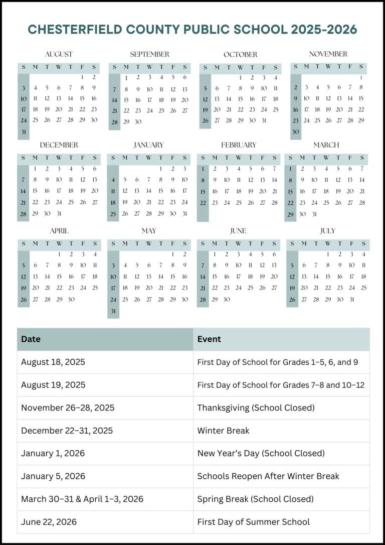 Chesterfield County Public Schools Calendar 26 27
