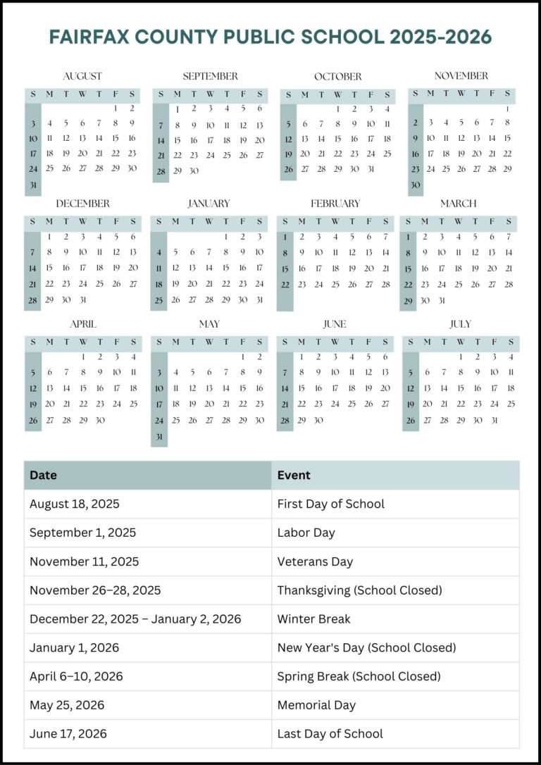 Fairfax County Public Schools Calendar 26 27
