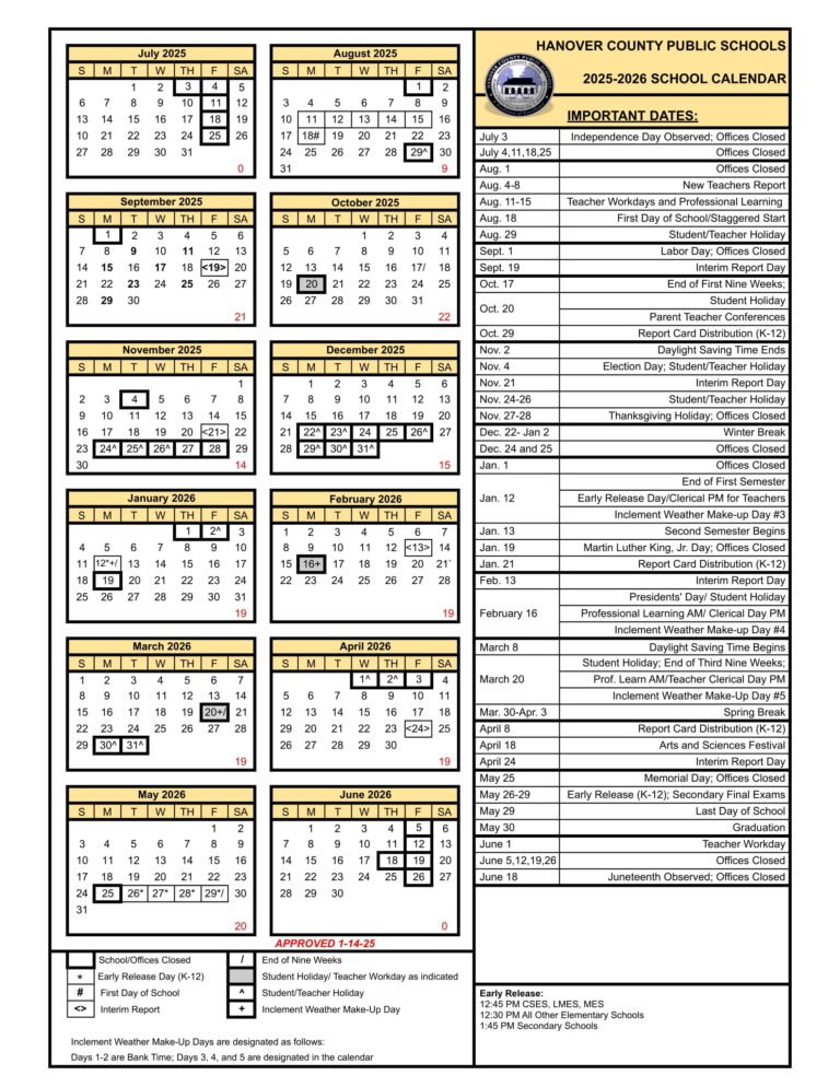 Hanover County Public Schools Calendar 26 27