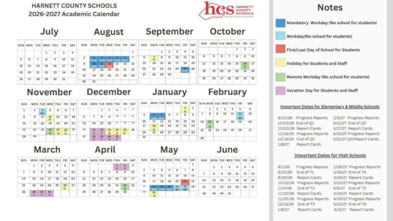 Harnett County Schools Calendar 26 27
