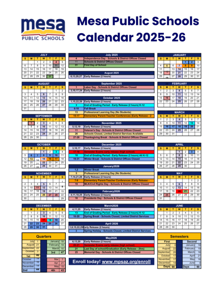 Mesa Public Schools Calendar 26 27