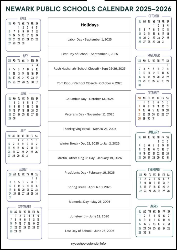 Newark Public Schools Calendar 26 27