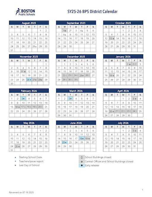 Boston Public Schools Calendar 26 27