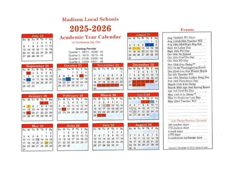 Madison City Schools Calendar 26 27