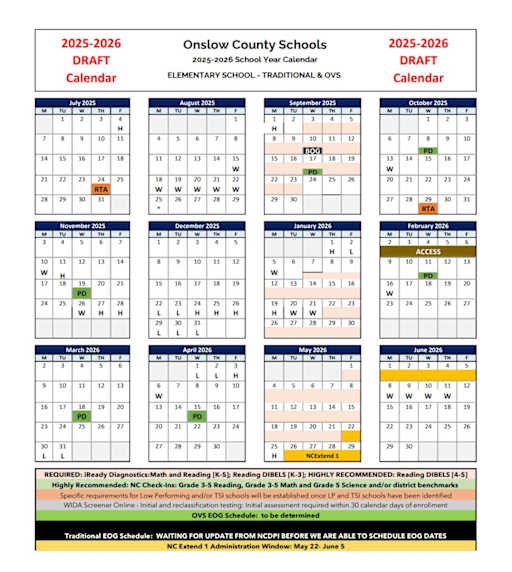 Onslow County Schools Calendar 26 27