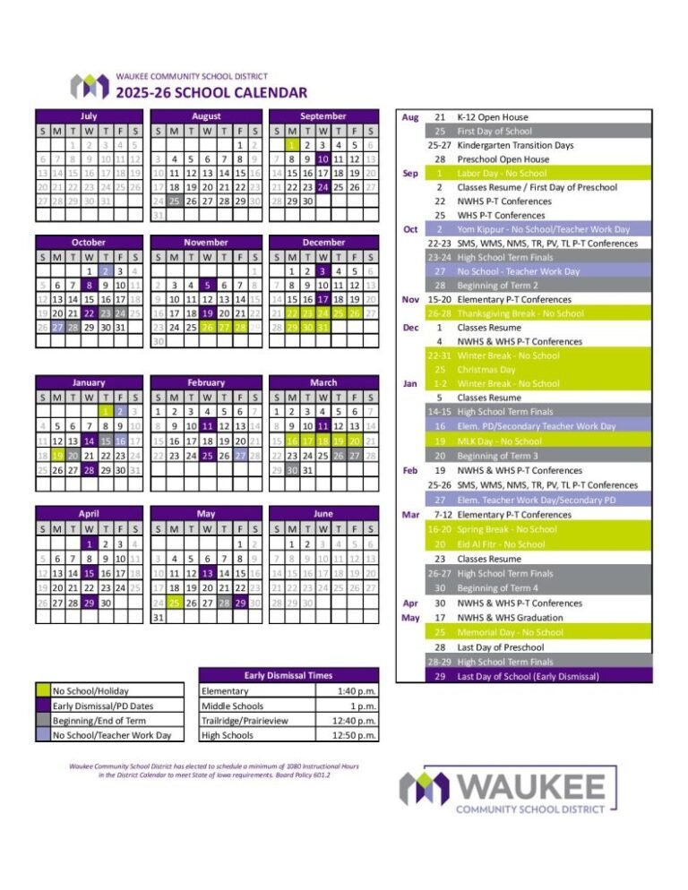 Waukee Schools Calendar 26 27