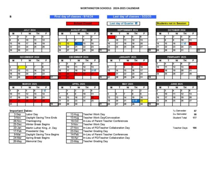 Worthington Schools Calendar 26 27