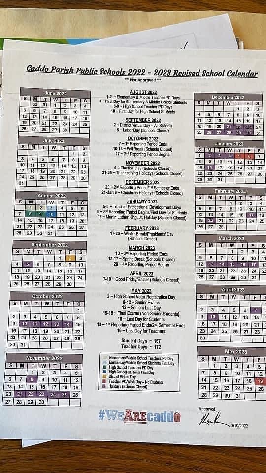 Caddo Schools Calendar 26 27