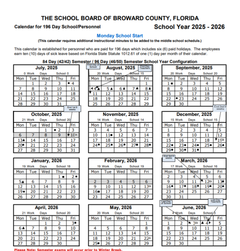 Broward Schools 26 27 Calendar