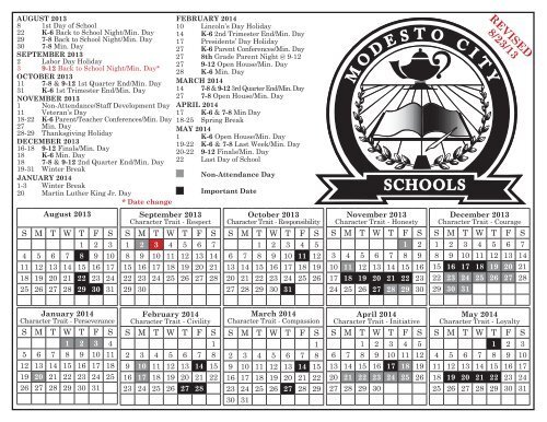 Modesto City Schools Calendar 26 27