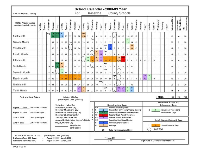 Kanawha County Schools Calendar 26 27