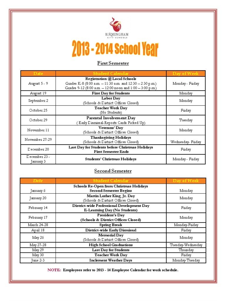 Birmingham City Schools Calendar 26 27