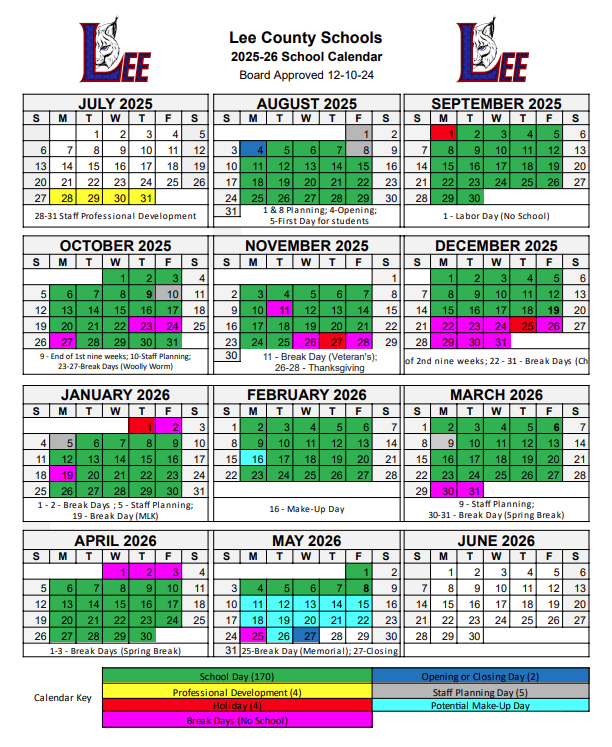 Lee County Schools Calendar 26 27