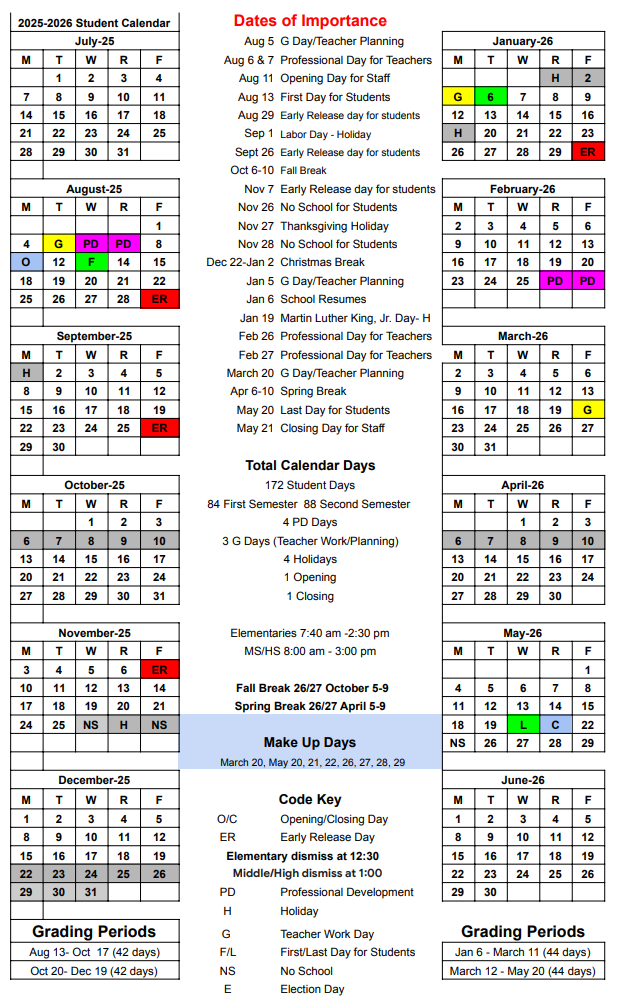 Union County Schools Calendar 26 27