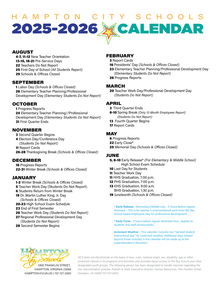 Hampton City Schools Calendar 2026 2027