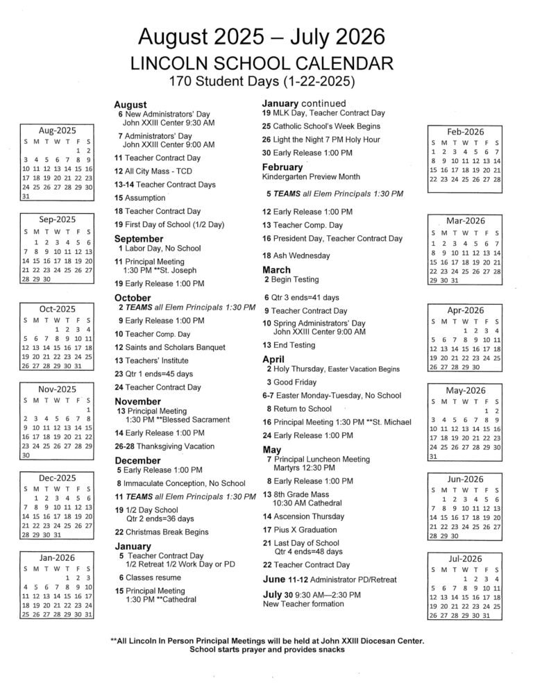 Lincoln Public Schools 2026 Calendar
