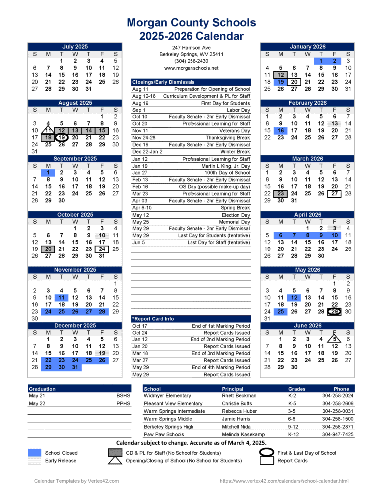 Cabell County Schools 2026 Calendar