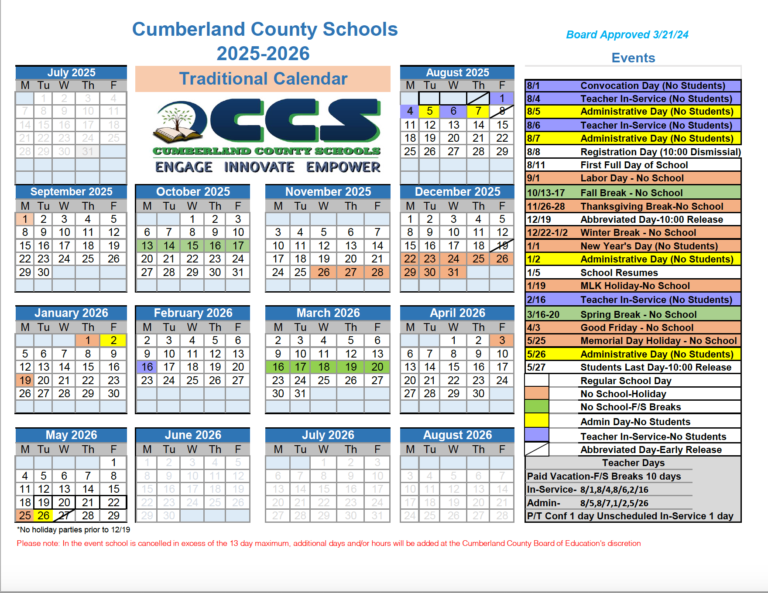 Cumberland County Schools Calendar 2026 2027