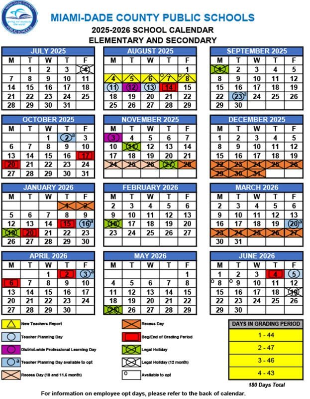 Miami Dade Schools 2026 Calendar