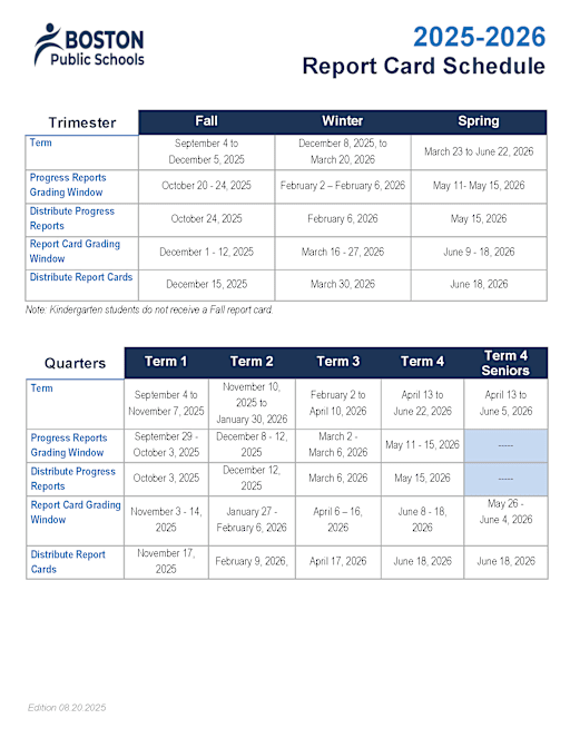 Boston Public Schools Calendar 2026