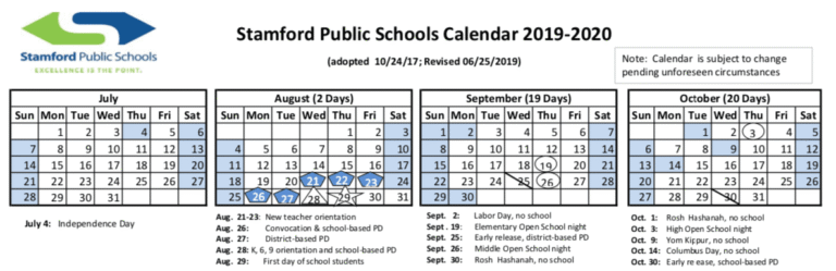 Stamford Public Schools Calendar 26 27