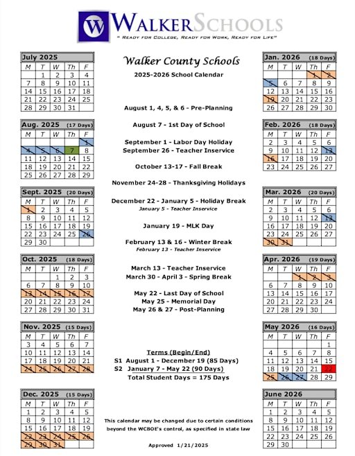 Walker County Schools Calendar 26 27