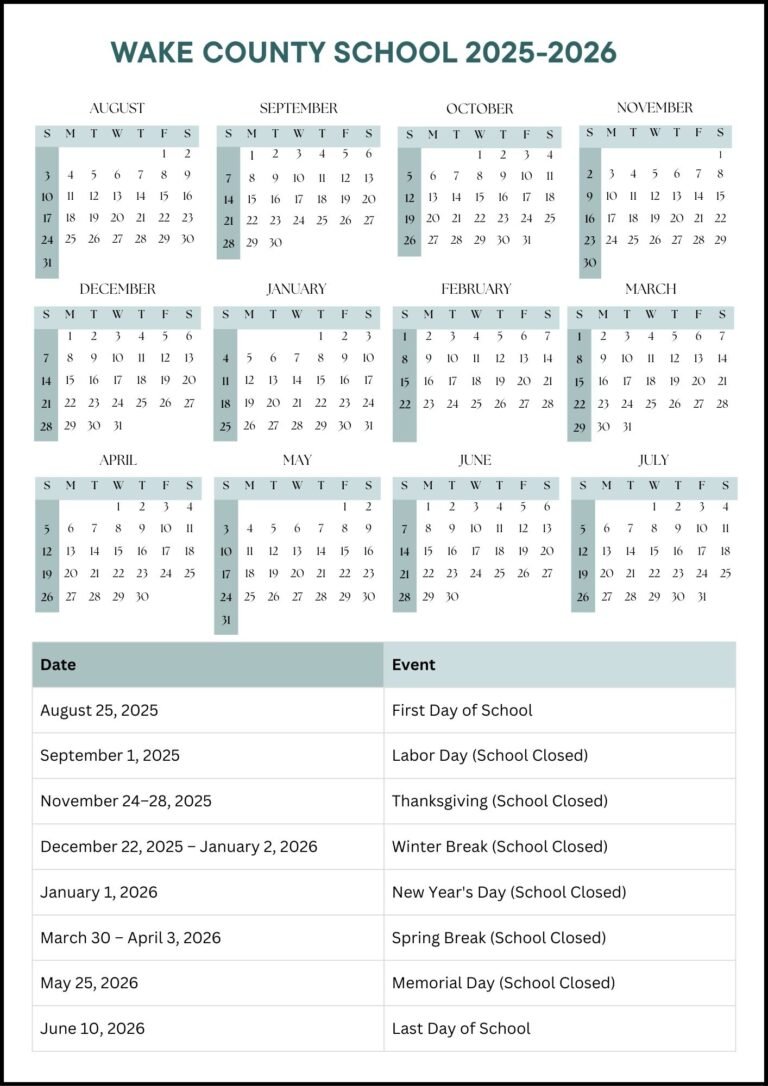 Wake County Schools 2026 Calendar