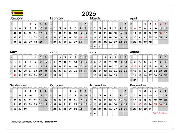 Zimbabwe Schools Calendar 2026