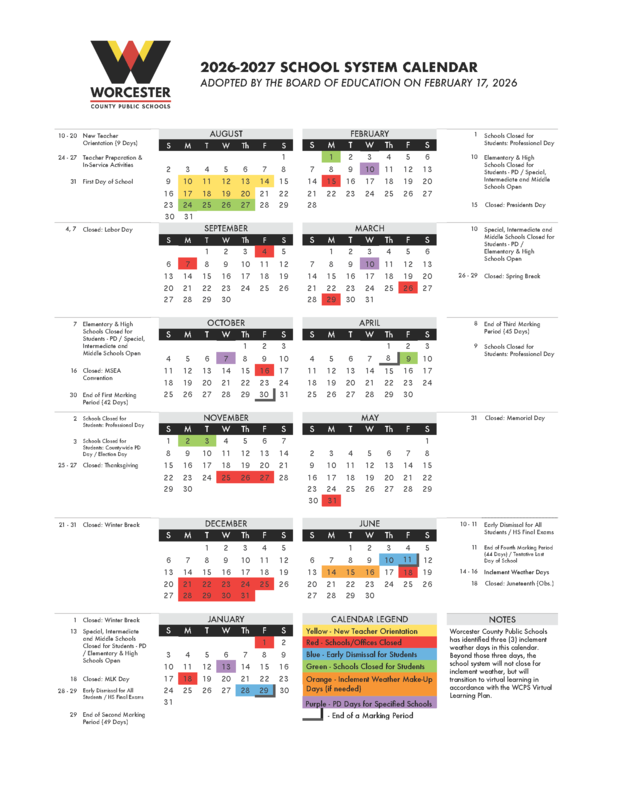 Worcester Public Schools 2026 2027 Calendar