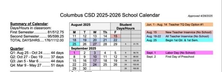 Columbus Public Schools Calendar 2026