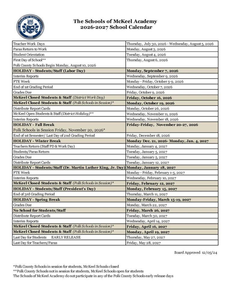 Polk County Schools Calendar 2026 27