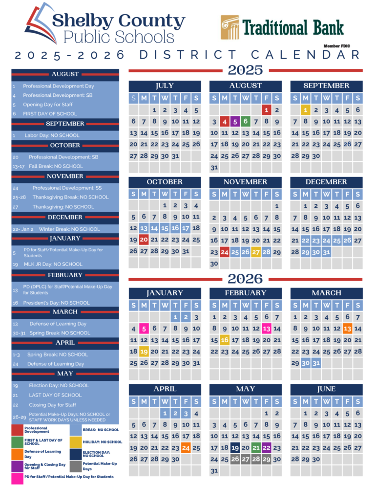 Shelby County Schools 2026 Calendar