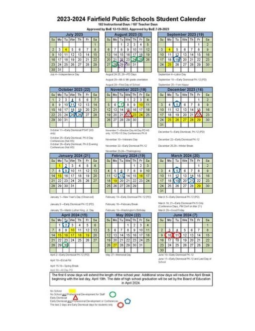 Fairfield Public Schools Calendar 2026 27