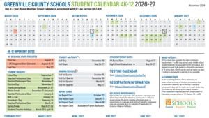 Greenville County Schools Calendar 2026 27