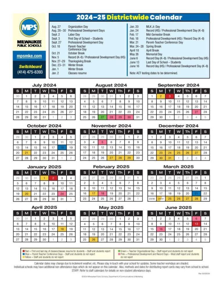 Milwaukee Public Schools Calendar 2026 27