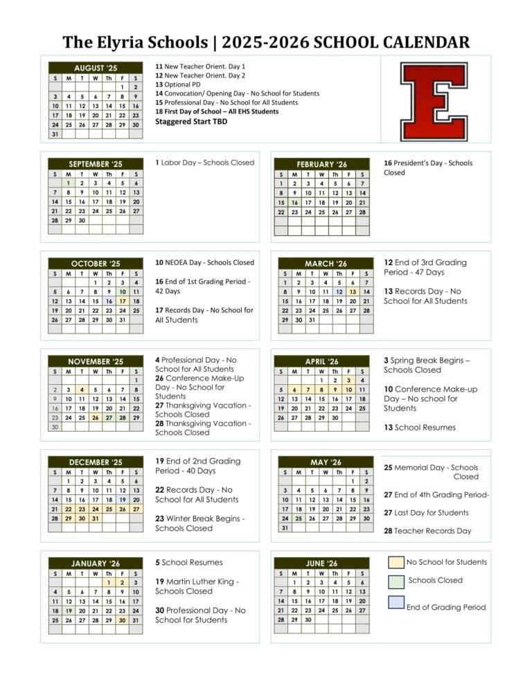Elyria City Schools Calendar 2026 2027
