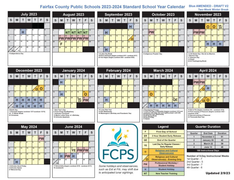 Official Fairfax County School Calendar Overview 2 Official Fairfax County School Calendar Overview