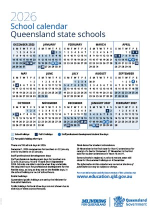 Qld School Calendar 2026