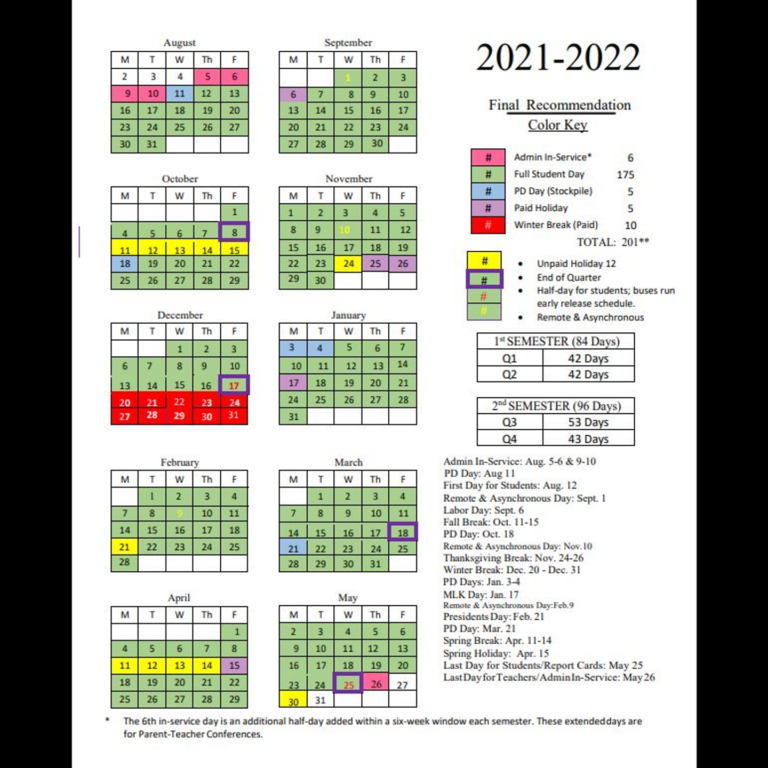 Hamilton County School Calendar