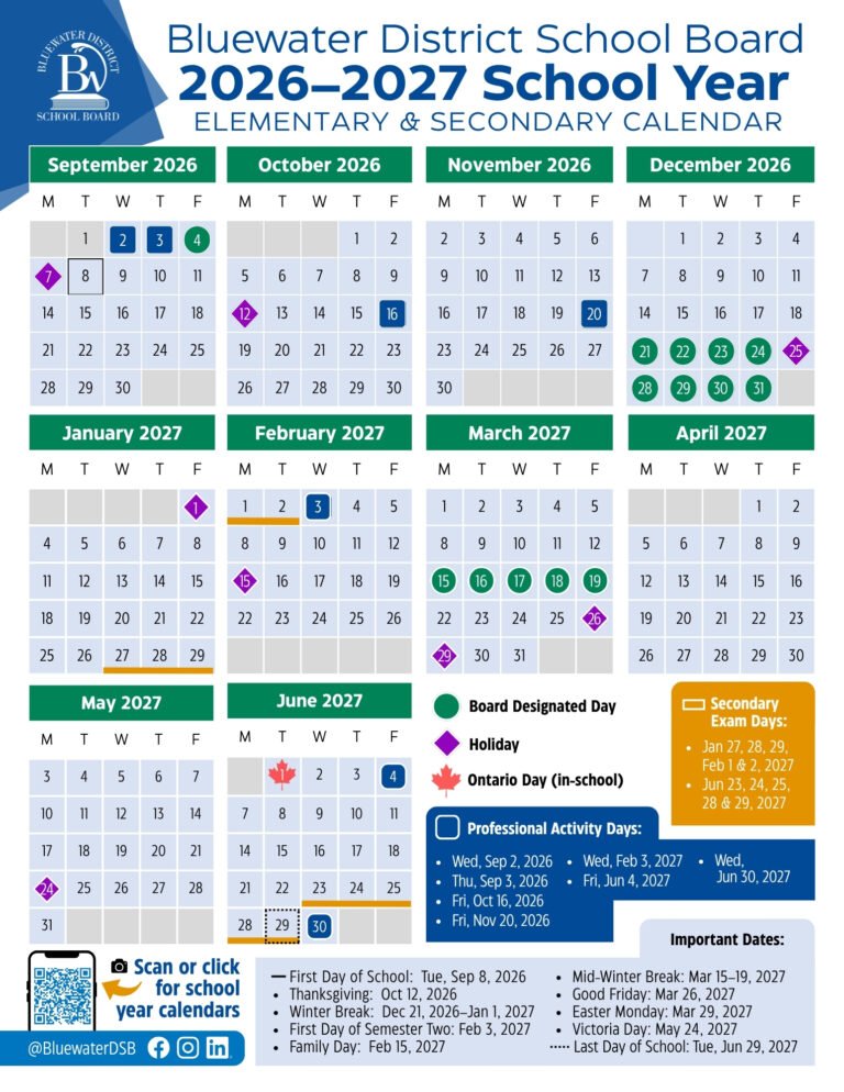 Bwdsb School Calendar