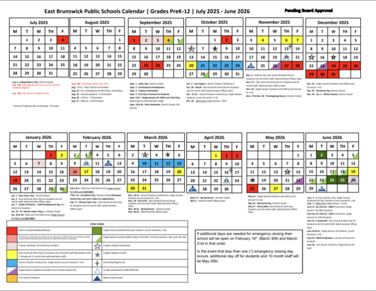 East Brunswick School Calendar